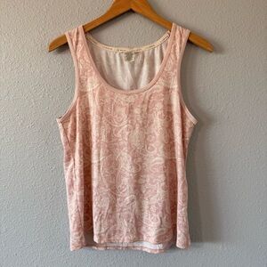 Lucky Brand Paisley Vintage Y2K Tank Top Light Pink Cream Women's Size Large